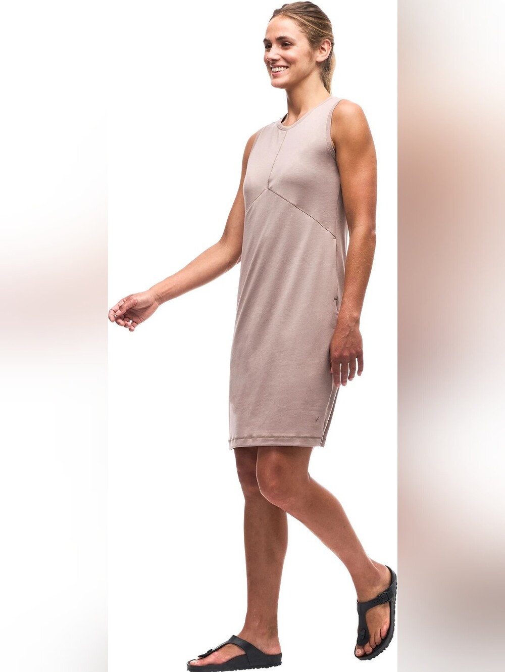Indyeva Medium Leveza Sleeveless Moisture-Wicking Travel Dress - Tortilla Tan